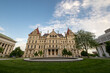 Albany, NY - USA - May 22, 2021: A western view of the historic Romanesque Revival New York State Capitol building.