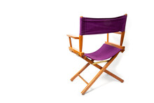 A Purple Folding Director's Chair Isolated On White