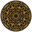 Design ornament for round product, flowers in the style of stained glass on a dark background
