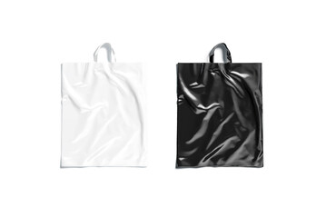 Wall Mural - Blank black and white loop handle plastic bag mockup, isolated