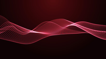 Leinwandbilder - Abstract digital background. Futuristic wave of dots and weave lines. Digital technology. 3d rendering.