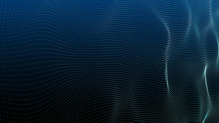 Leinwandbilder - Abstract digital background. Futuristic wave of dots and weave lines. Digital technology. 3d rendering.