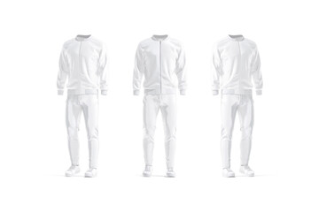 Wall Mural - Blank white sport tracksuit mockup, front and side view