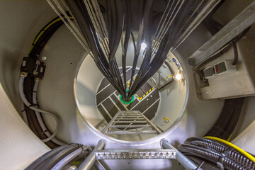 Interior of a modern wind turbine mast