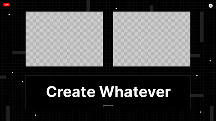 Poster - Black Horizontal Banner Create Whatever with Two Spots For Your Content Under Background. Vector illustration
