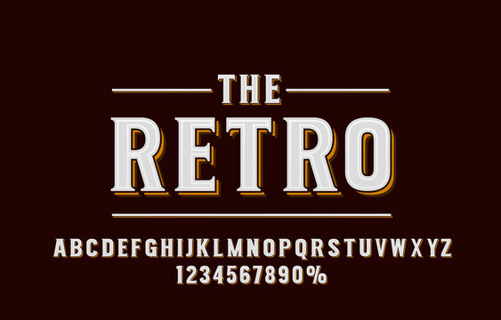Retro font set collection, letters and numbers symbol. Vector