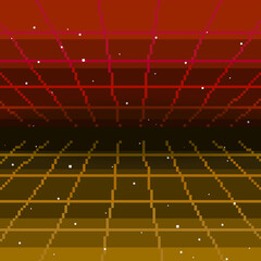 Leinwandbilder - Pixel art of 80s Retro sci-Fi background. Pixel art background. Pixel art 8bit