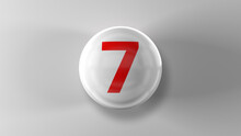 Number 7 On Glossy White Ball. 3d. 3D Rendering. White Ball On White Background