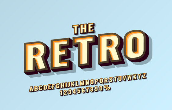 Retro font set collection, letters and numbers symbol. Vector