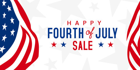 Happy Fourth of July, since 1776 USA Independence day celebration design on American waving flag promotion advertising banner template for Brochures, Poster with balloons. Vector illustration
