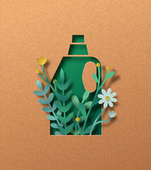 Wall Mural - Eco friendly bottle recycle papercut green concept