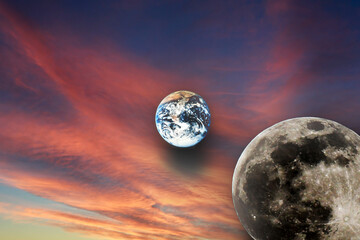 Wall Mural - earth and moon/earth rise