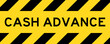 Yellow and black color with line striped label banner with word cash advance
