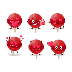 Poster - Red lolipop cartoon character with love cute emoticon