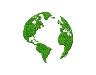 green world map- 3d grass of world map isolated on white background. world map green planet earth da