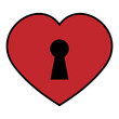 Heart with keyhole. Flat icon. Red