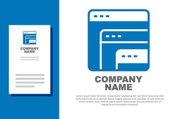 Blue Software, web developer programming code icon isolated on white background. Javascript computer script random parts of program code. Logo design template element. Vector