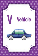 Poster - Alphabet flashcard with letter V for Vehicle