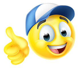 Sticker - Cartoon Emoji Emoticon Face Wearing A Cap Hat