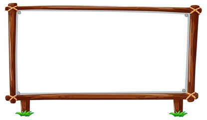 Wall Mural - Wooden frame horizontal isolated on white background