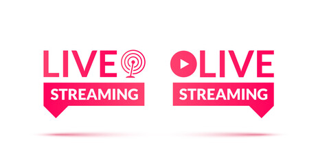 Wall Mural - Set of live streaming and live webinar icons. Vector illustration