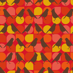 Poster - Colorful birds seamless vector repeat pattern print background