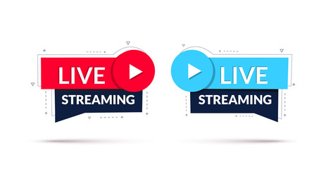 Sticker - Live streaming sign. Geometric banner of online live streaming or broadcast. Vector illustration