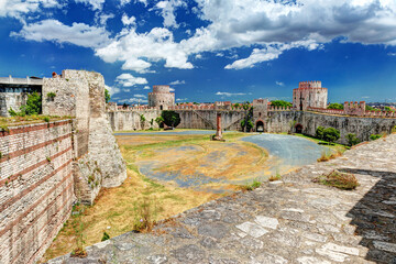 Wall Mural - Panorama of Yedikule Fortress in Istanbul, Turkey. Old landmark of city.