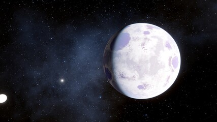 super-earth planet, realistic exoplanet, planet suitable for colonization, earth-like planet in far space, planets background 3d render	