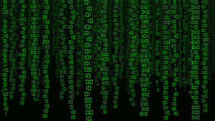 Matrix style background. Abstract futuristic cyberspace with binary code. Falling numbers. Vector illustration