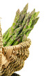 Green fresh Asparagus. Bunches of green asparagus in a basket