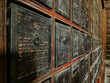 Wooden drawers of the library hall of the Buddhist temple of Wisdom Attained in Beijing, China