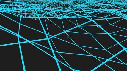 Poster - Abstract image from blue grid lines on a gray background. Desktop wallpaper. Rendering illustration.