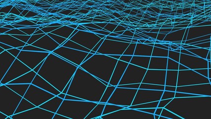 Poster - Abstract image from blue grid lines on a gray background. Desktop wallpaper. Rendering illustration.