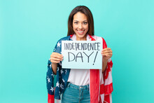 Young Hispanic Woman Independence Day Concept