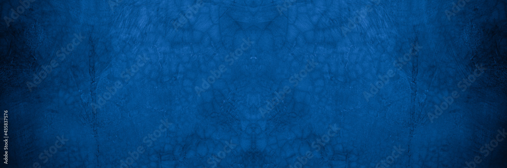 Old wall pattern texture cement blue dark abstract  blue color design are light with black gradient background. - obrazy, fototapety, plakaty 
