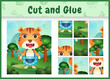 © riko_design - Children board game cut and glue with a cute tiger using pants