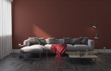 Illustration 3D rendering large luxury modern bright interiors Living room mockup computer digitally generated image