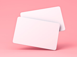 Wall Mural - Blank white business cards isolated on pink pastel color background with shadow minimal concept 3D rendering