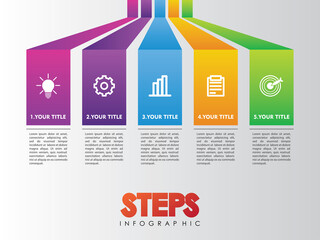 Timeline Infographics Design Vector, Workflow Layout, Diagram, Annual Report, Web Design.  5 Options, Steps or Processes of Business Concept

