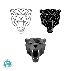 Wall Mural - Abstract polygonal geometric head Black panther