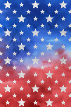 Red Blue White Patriotic Background, Watercolor Digital Paper, Star Pattern