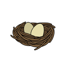 Nest Doodle Icon, Vector Color Line Illustration
