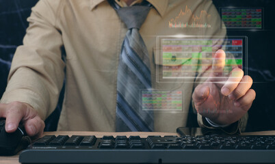 Poster - Person using smartwatch and virtual screen for online shopping and payment and technology in the future concept