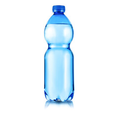 Plastic bottle with purified water. Mineral water bottle mockup. Bottle isolated on white background