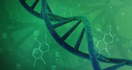 Sticker - 3d render of dna structure, abstract background