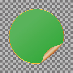 Wall Mural - green colored round sticker banner with gold frame on transparent background	