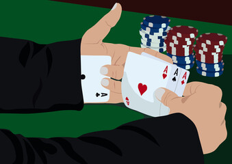 Ace up my sleeve. A businessman in a suit with a card in his sleeve.