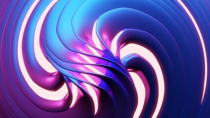 Wall Mural - 3d render abstract background. Trendy neon lines and waves. Digital illustration for wallpapers, posters and covers. Futuristic design.
