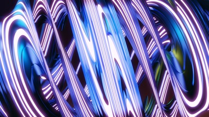 Wall Mural - 3d render abstract background. Trendy neon lines and waves. Digital illustration for wallpapers, posters and covers. Futuristic design.